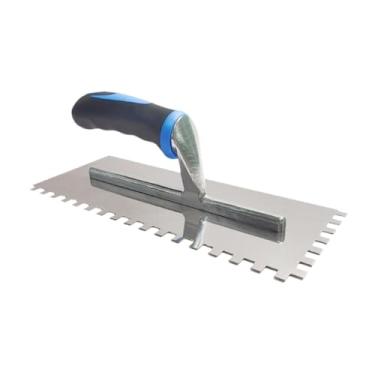 Imagem de Ioensy Colher de pedreiro para drywall Colher de acabamento para concreto com dentes quadrados Ferramenta manual para drywall Colher para piso de ladrilho, Dente Quadrado de 8