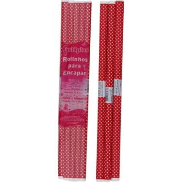 Imagem de Plástico para Encapar 2M X 45CM - Estampa de Bolinhas Vermelhas, Pacot