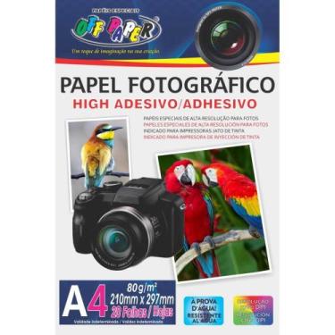 Imagem de Papel Fotográfico INKJET A4 HIGH GLOSSY Adesivo 80G - Pacote com 20 Fo