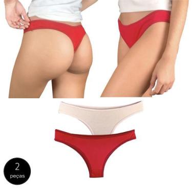 Imagem de Kit 2 Calcinhas Fio Dental Try Basics Algodão Cotton Básica Lisa Moda 