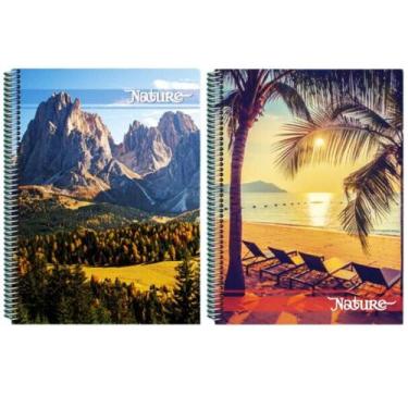 Imagem de Kit 2 Caderno Natureza 200 Folhas Arame Capa Dura Reforçado - Maxima c