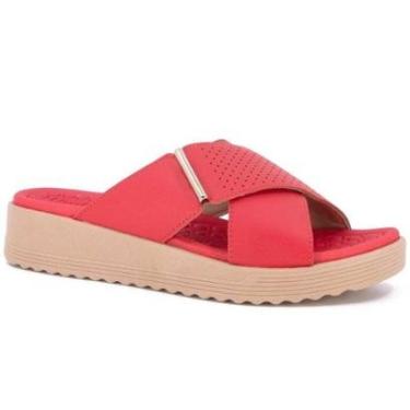 Imagem de Tamanco Feminino Anabela Couro Vermelho Scarlet Usaflex MA10003-Feminino