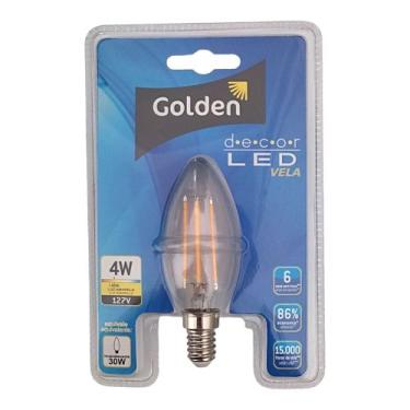 Imagem de Lâmpada Vela Lisa Filamento Led 4W E14 Branco Quente Bivolt - Golden
