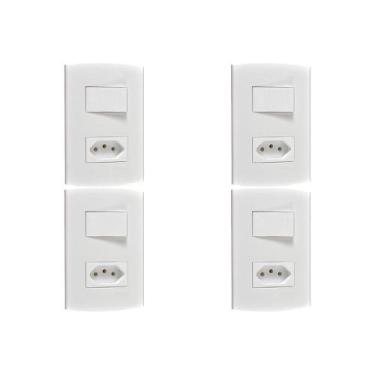 Imagem de Kit C/4 - Conjunto Peesa Alfa 1543B 1 Interruptor Par.Tomada  ..