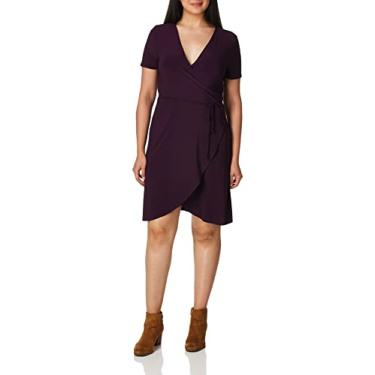 Imagem de Star Vixen Vestido feminino plus size bailarina de manga curta, Roxo liso, P
