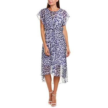 Imagem de Adrianna Papell Vestido feminino com estampa de leopardo em aquarela, Roxo multi, 42