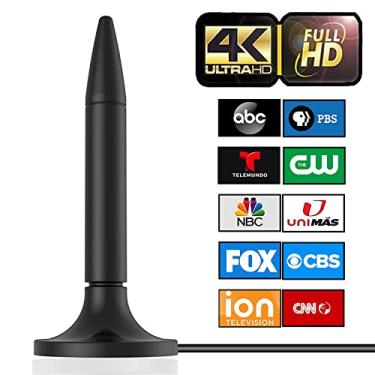 Imagem de Antena de TV, antena de TV digital HD 2024 interna e externa, longo alcance com amplificador de sinal 4K HD suporta todas as televisões - cabo coaxial de alto desempenho de 3 m