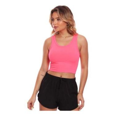 Imagem de Top Fitness Nadador Feminino Lisa Blusa Básica - MC Digital, P, Rosa