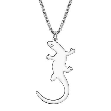 Imagem de DALANE Colar de lagarto de parede de lagartixa de aço inoxidável, banhado a ouro 18K, joias de animais para mulheres, meninas, presentes de festa, Medium, Aço inoxidável, Sem Pedra Preciosa