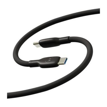 Imagem de Cabo De Dados de Silicone Motorola USB-C Para USB-C 2 Metros, Preto