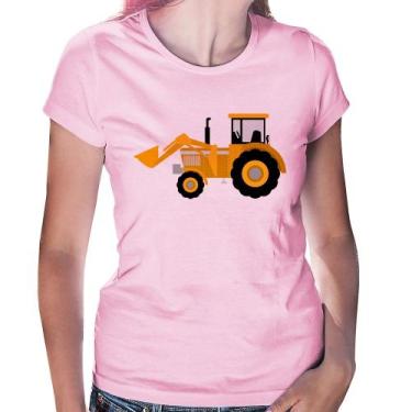 Imagem de Baby Look Trator Pá Carregadeira Amarelo - Foca na Moda, Rosa bebê, P