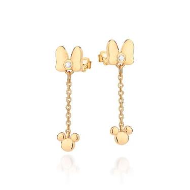 Imagem de Brinco Pêndulo Laço Minnie com Zircônia Rommanel 527315, Dourado