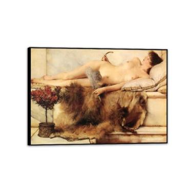 Imagem de Impressões emolduradas em preto no tepidário por Lawrence Alma Tadema, reprodução de pintura a óleo, impressão giclée em tela, arte de parede pronta para pendurar para decoração de quarto de casa. 70