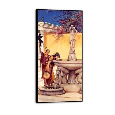 Imagem de Impressão emoldurada preta entre Vênus e Baco por Lawrence Alma Tadema, reprodução de pintura a óleo, impressão giclée em tela, arte de parede pronta para pendurar para decoração de quarto de casa. 80