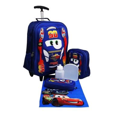 Imagem de Kit Mochila Carros 3D 5005 Infantil Rodinhas Escolar Top