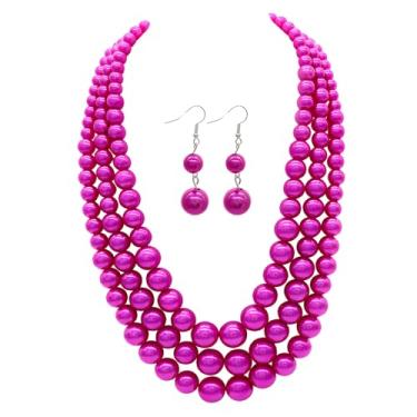 Imagem de Conjunto de colar redondo de pérolas falsas para mulheres, vintage, vários fios, gargantilha melindrosa dos anos 20 para festa, X-Large, Pérola sintética, Sem Pedra Preciosa