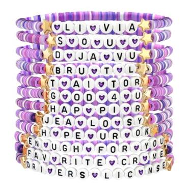 Imagem de pupvus Pulseiras Olivia: Pulseira da Amizade Rodrigo - Mercadoria Olivia, 12 Pulseiras de Cerâmica Macia Inspiração SOUR, Unissex, Moderno, 18 cm