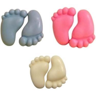 Imagem de 50 Pares de Sabonetes Pezinho Pés Chá de Bebê - Escolha a cor e Aroma (Bege, Bebê pom pom)