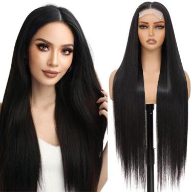 Imagem de Peruca Semi Lace Lisa Longa 80cm C Micro Tela Fibra de Colágeno - bble