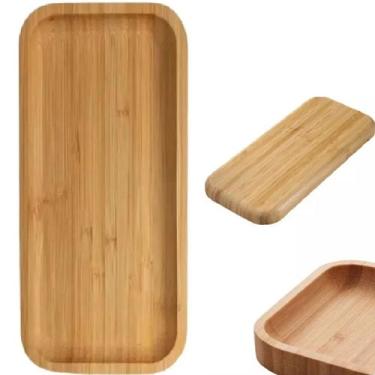 Imagem de Bandeja Bambu Retangular Decoração Servir Café 24cm - Lyor