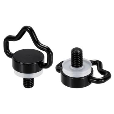 Imagem de PATIKIL Parafuso de anel D de aço inoxidável de 1/10.2 cm, 2 peças de parafusos de fixação para câmeras DSLR de tripé, alças de ombro, alça de pulso, estilingue, preto