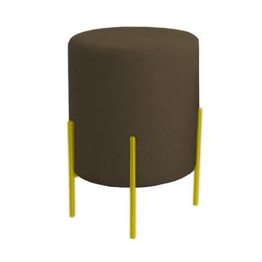 Imagem de Puff Orgânico Veludo Thor Com Pés De Ferro Dourado - 7 Decor, Marrom