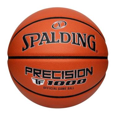 Imagem de Spalding Bolas de basquete Precision TF-1000 para jogos internos, capa acolchoada de microfibra de aderência seca, aprovada para o ensino médio - Tamanho 6, 72 cm