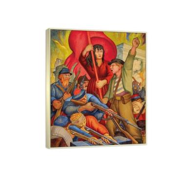 Imagem de MUHJDYC Diego Rivera Famosa Imagem em Tela - Impressões de Arte de Parede - Sem Título - Moldura Prata Pintura de Arte para Sala de Estar Quarto Decoração de Casa 60 x 70 cm - 23 x 27 pol