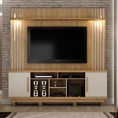 Imagem de Estante Home Tv 60'' Com Led 2 Portas Cinamomo/Off White