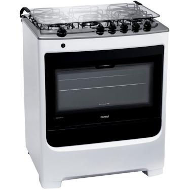 Imagem de Fogão A Gás De Piso 5 Bocas Consul Mesa Em Aço Inox Cfs5nab Branco Bivolt