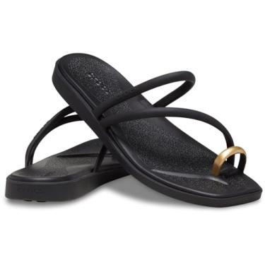Imagem de Crocs Sandália feminina sem salto Miami Toe, Preto metálico, 33