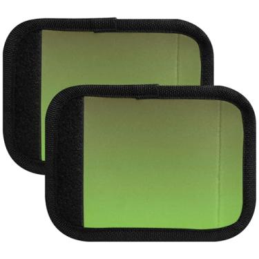 Imagem de Personalizada Elegante Azul Aqua Gradiente Bolsa de Bagagem Alça Envoltório Bonito Identificador Capas de Alça Neon Acessórios de Mala, Pacote com 2, Gradiente de folhas frescas marrons, 2 Pack, Linda