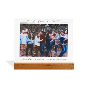 Imagem de Porta Retrato 15x21cm Família - Juntos somos mais fortes, Moldura Decorativa em Metal e Madeira, branco, preto, nogueira - GEGUTON