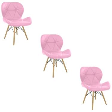 Imagem de Cadeira Estofada Eiffel Slim Wood Pés de Madeira (3, Rosa, 3)
