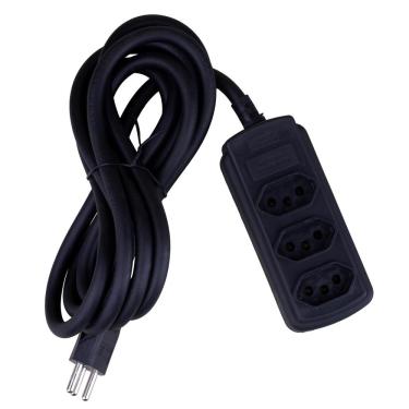 Imagem de Extensão 3m 3 Tomadas 3P Force Line Preta