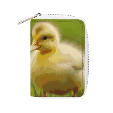 Imagem de NTVOWPZO Carteira masculina com suporte de cartão de crédito macio para cartões de visita, capa de cartão de patinhos fofos com zíper