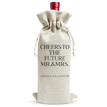 Imagem de Cheers To The Future Mr. And Mrs Funny Wine Bags Humor Wedding Gifts from Bride & Groom Engagement Wine Bag Will You Marry Us Proposal Gifts for Wedding Guests Marrrige Party Decoration YT0120