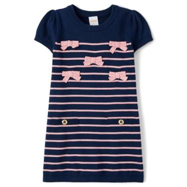 Imagem de Gymboree Vestido suéter de manga curta para meninas e crianças pequenas, Listrado de maré, 18-24 Meses