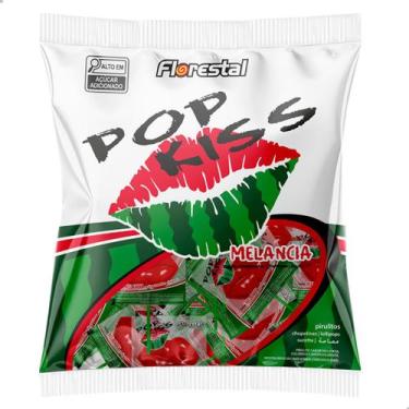 Imagem de Pirulito Pop Kiss sabor Melancia Pacote 500g 50 un Florestal Formato d