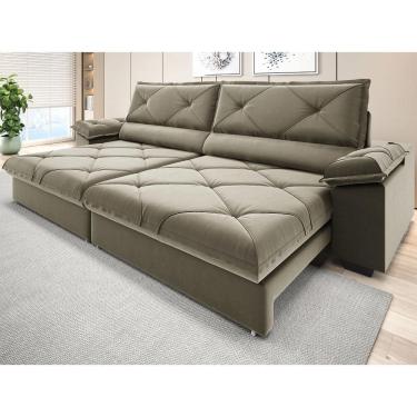 Imagem de Sofá com Carregador USB e Molas no Assento Retrátil Reclinável Maestro 2,90m Veludocristal - NETSOFAS