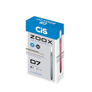 Imagem de Caneta Esferográfica CIS ZOOX D7 1.4mm, Cores Sortidas - Tinta Preta, Caixa com 12 unidades