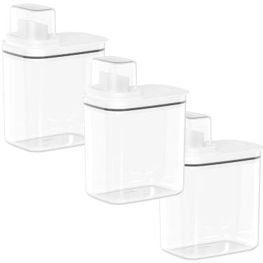 Imagem de Dispenser Organizador Lavanderia 2,3 e 1,5L amaciante sabão em pó - Cinza Branco OU