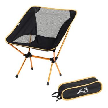 Imagem de Cadeira de acampamento portátil leve e dobrável para caminhadas, acampamento, mochila, gramado, praia, pesca, piquenique com bolsa de transporte (dourada - ultraleve)