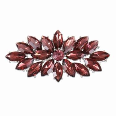 Imagem de PATIKIL Broche de strass marquesa, broches de corpete de strass broche de lapela de flor de cristal para mulheres, terno de casamento, roupas, chapéu, vestido, joias, presente, 7.3x3.5cm, Gema, Sem