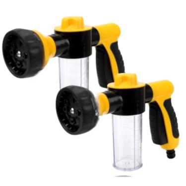 Imagem de Esguicho para Mangueira Jato d'Água Com Reservatório Para Sabão 100ml Lava Jato 8 modos de Ajustável (2 peças)