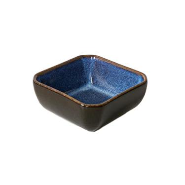 Imagem de Prato de exibição quadrado de cerâmica para lanches japoneses simples retrô - azul estrelado