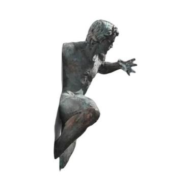Imagem de Escultura 3D Homem Saindo Da Parede, Arte Moderna Em Canvas Para Decor