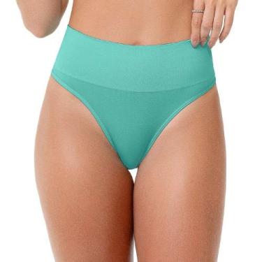 Imagem de Calcinha Tanga Cós Alto sem Costura Verde Turquesa Zee Rucci, M