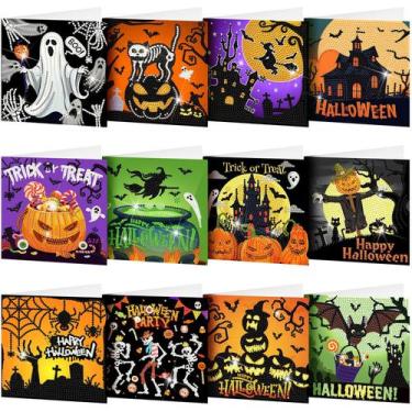 Imagem de Pacote de 12 cartões comemorativos com pintura de diamante Saillong Ha