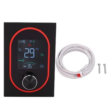 Imagem de Fafeicy Smart Knob Termostato Wi -Fi Controle de Toque Programável LED Display Voice Compatível para Aquecimento de água Sala Em Casa PC ABS 2.4GHz WiFi (BLACK)